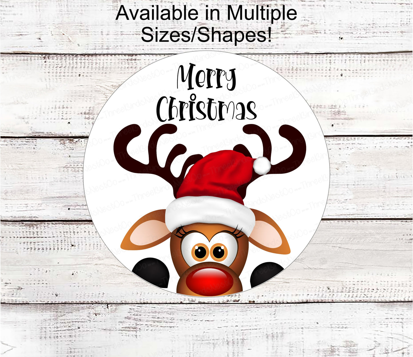 Merry Christmas Sign - Christmas Reindeer - Christmas Wreath Signs - Reindeer Sign - Rudolph - Christmas Signs - Welcome Wreath Signs