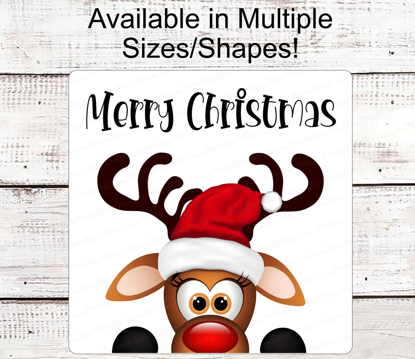 Merry Christmas Sign - Christmas Reindeer - Christmas Wreath Signs - Reindeer Sign - Rudolph - Christmas Signs - Welcome Wreath Signs