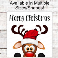 Merry Christmas Sign - Christmas Reindeer - Christmas Wreath Signs - Reindeer Sign - Rudolph - Christmas Signs - Welcome Wreath Signs