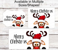 
              Merry Christmas Sign - Christmas Reindeer - Christmas Wreath Signs - Reindeer Sign - Rudolph - Christmas Signs - Welcome Wreath Signs
            