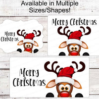 Merry Christmas Sign - Christmas Reindeer - Christmas Wreath Signs - Reindeer Sign - Rudolph - Christmas Signs - Welcome Wreath Signs