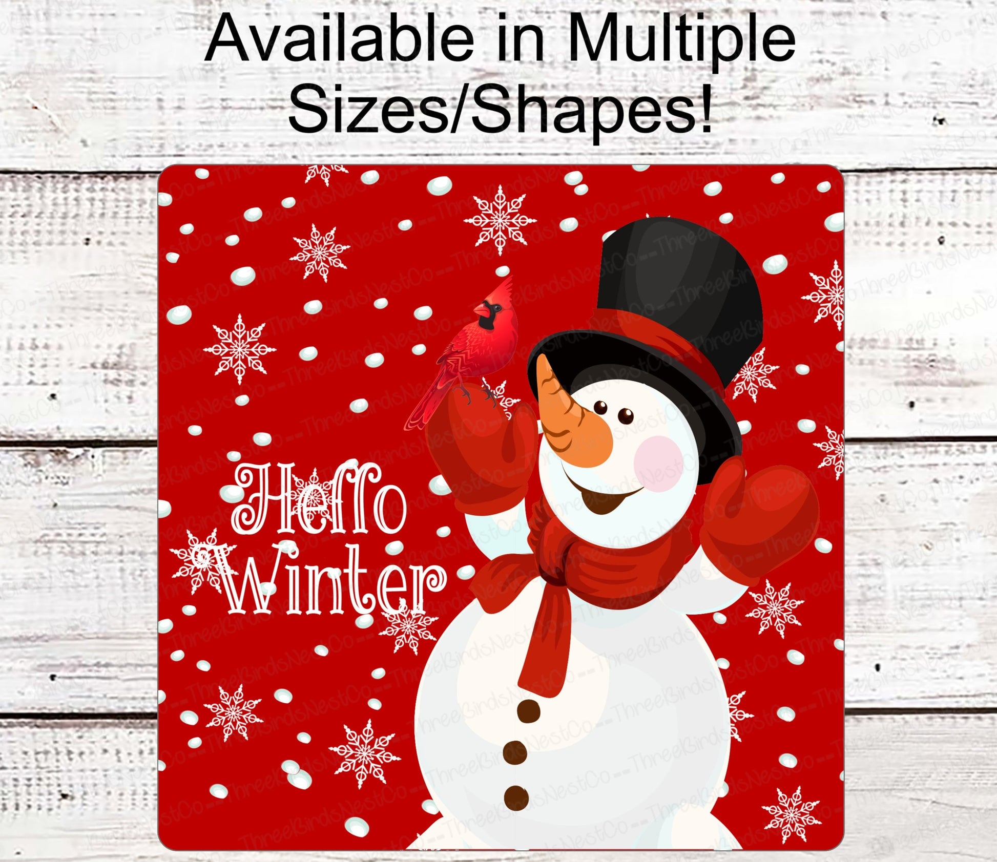 Hello Winter Sign - Snowman Sign - Snowman Welcome Sign - Welcome Wreath Sign Snowflakes Sign