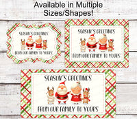 
              Christmas Wreath Sign - Seasons Greetings Sign - Santa and Mrs Claus Sign - Reindeer Sign - Merry Christmas Sign
            