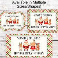 Christmas Wreath Sign - Seasons Greetings Sign - Santa and Mrs Claus Sign - Reindeer Sign - Merry Christmas Sign
