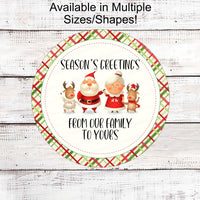 Christmas Wreath Sign - Seasons Greetings Sign - Santa and Mrs Claus Sign - Reindeer Sign - Merry Christmas Sign