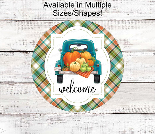 Fall Wreath Signs - Fall Truck Sign - Pumpkin Truck Sign - Autumn Sign - Fall Pumpkins