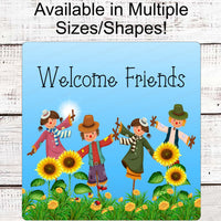 Fall Wreath Signs - Scarecrow Sign - Sunflower Sign - Welcome Friends Sign - Thanksgiving Sign - Hello Fall Sign - Autumn Sign