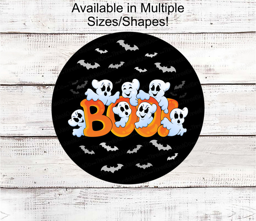 Boo Sign - Happy Halloween Sign - Trick or Treat Sign - Spooky Sign - Ghost Sign - Halloween Bats Sign