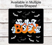 
              Boo Sign - Happy Halloween Sign - Trick or Treat Sign - Spooky Sign - Ghost Sign - Halloween Bats Sign
            