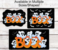 
              Boo Sign - Happy Halloween Sign - Trick or Treat Sign - Spooky Sign - Ghost Sign - Halloween Bats Sign
            