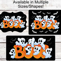 Boo Sign - Happy Halloween Sign - Trick or Treat Sign - Spooky Sign - Ghost Sign - Halloween Bats Sign