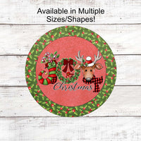 Christmas Wreath Signs - Reindeer Sign - Joy Sign - Holly Sign - Christmas Stocking - Christmas Signs - Merry Christmas Sign