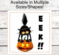 
              Halloween Wreath Signs - Black Cat Sign - Eek Sign - Spooky Sign - Halloween Signs - Jack O Lantern Sign - Halloween Welcome Sign
            