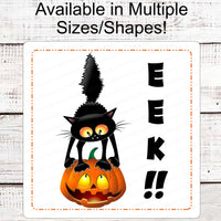 Halloween Wreath Signs - Black Cat Sign - Eek Sign - Spooky Sign - Halloween Signs - Jack O Lantern Sign - Halloween Welcome Sign