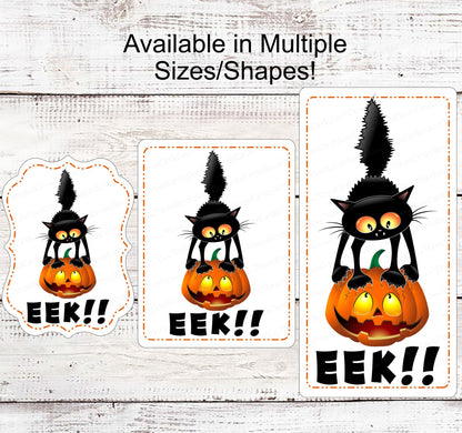 Halloween Wreath Signs - Black Cat Sign - Eek Sign - Spooky Sign - Halloween Signs - Jack O Lantern Sign - Halloween Welcome Sign