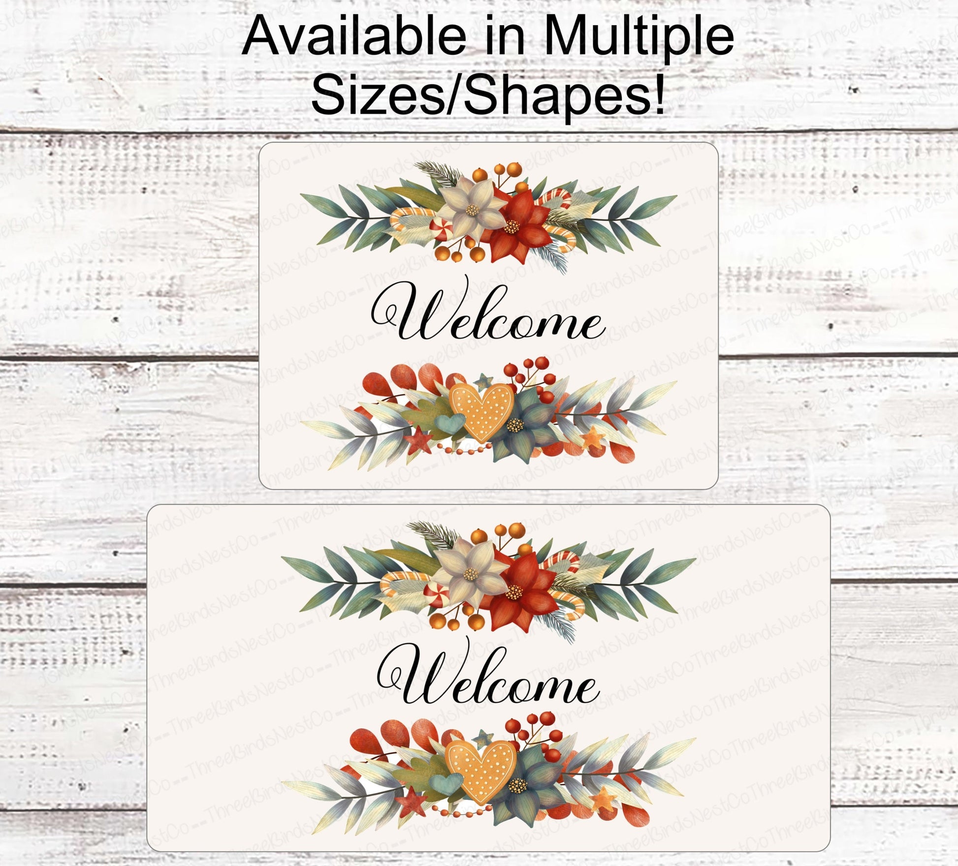 Christmas Wreath Sign - Poinsettia Sign - Gingerbread Sign - Winter Wreath Signs - Christmas Cookies - Christmas Greenery