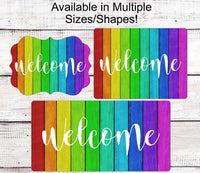 
              Welcome Wreath Sign - Rainbow Sign - Festive Sign - Spring Wreath Signs - Summer Wreath Signs - Everyday Wreath Signs
            