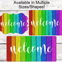 Welcome Wreath Sign - Rainbow Sign - Festive Sign - Spring Wreath Signs - Summer Wreath Signs - Everyday Wreath Signs