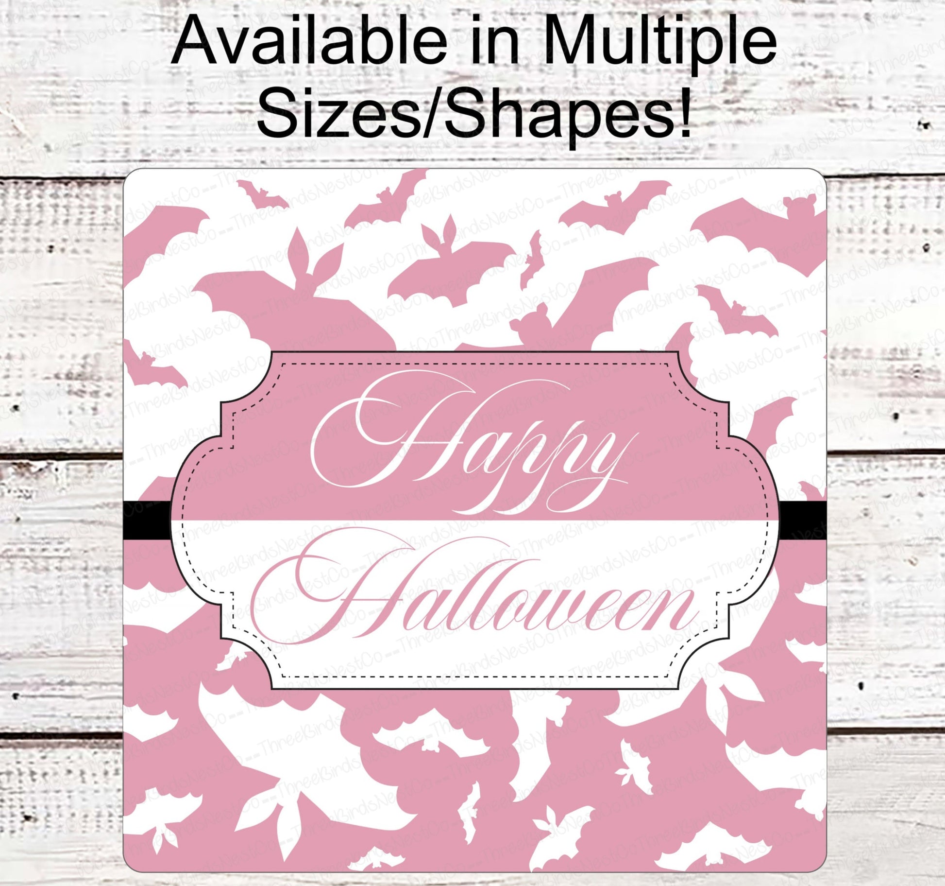 Halloween Wreath Signs - Happy Halloween Sign - Bats Sign - Spooky Sign - Halloween Signs - Breast Cancer Awareness Sign - Pink for October