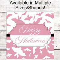Halloween Wreath Signs - Happy Halloween Sign - Bats Sign - Spooky Sign - Halloween Signs - Breast Cancer Awareness Sign - Pink for October