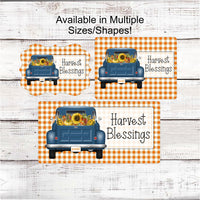 
              Fall Welcome Sign - Harvest Blessings - Pumpkin Truck - Old Truck Sign - Sunflowers Sign
            