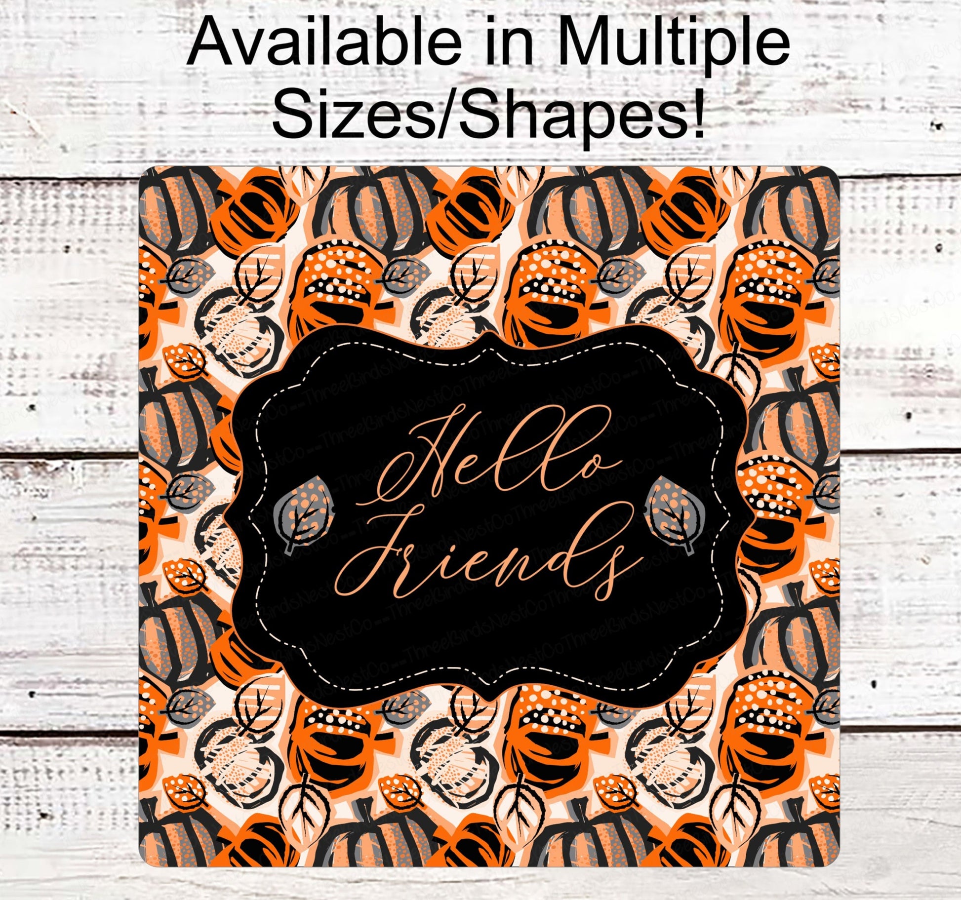 Welcome Wreath Sign - Fall Wreath Sign - Pumpkin Welcome Sign - Hello Friends Sign - Autumn Sign