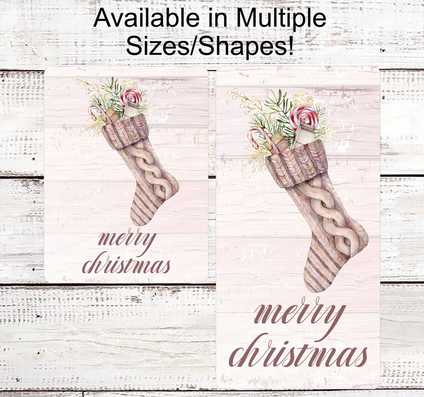 Christmas Wreath Signs - Christmas Stocking Sign - Pink Christmas Sign - Christmas Candy Sign