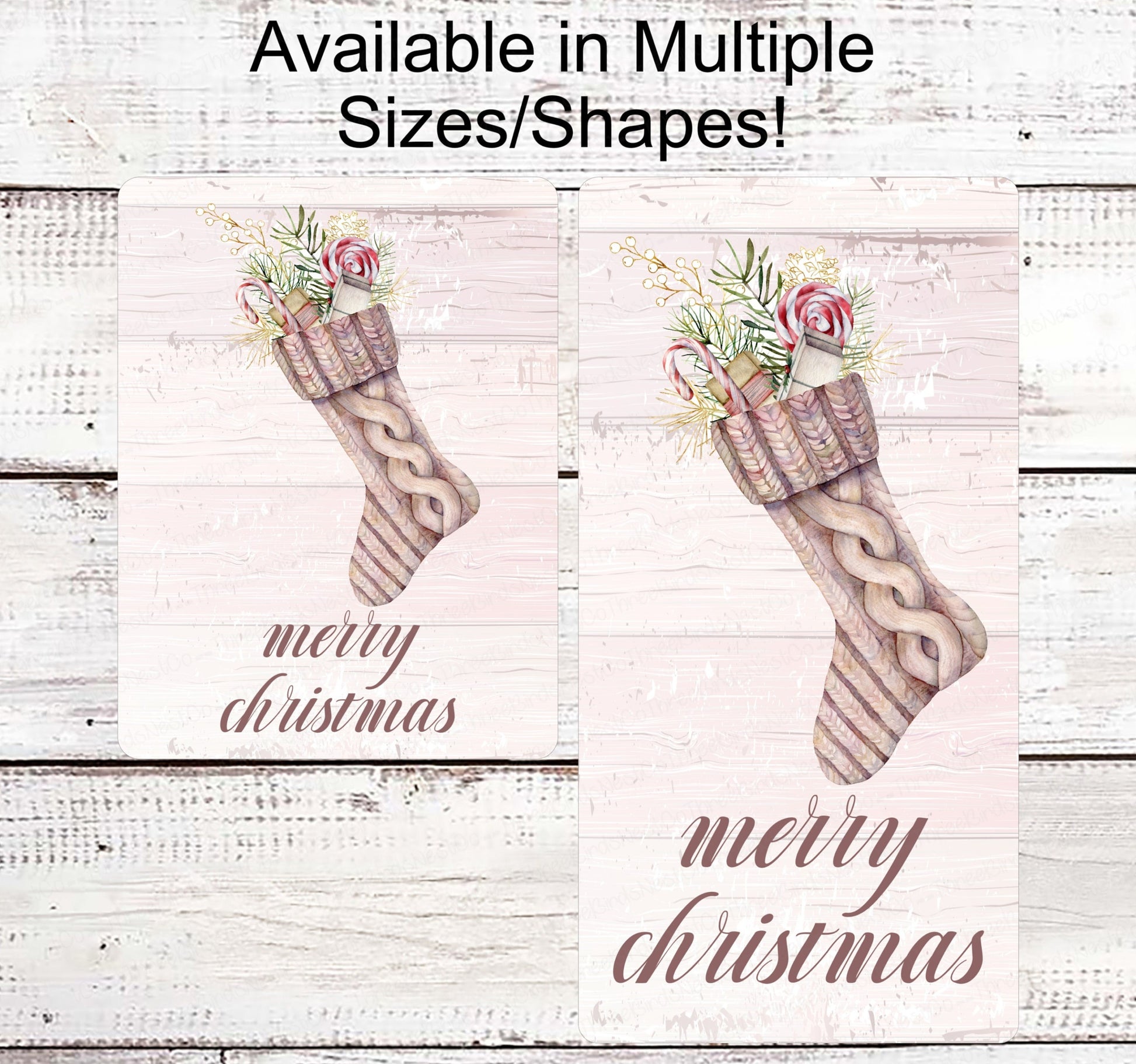 Christmas Wreath Signs - Christmas Stocking Sign - Pink Christmas Sign - Christmas Candy Sign