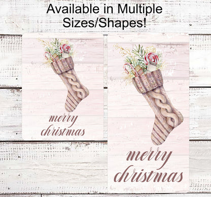 Christmas Wreath Signs - Christmas Stocking Sign - Pink Christmas Sign - Christmas Candy Sign