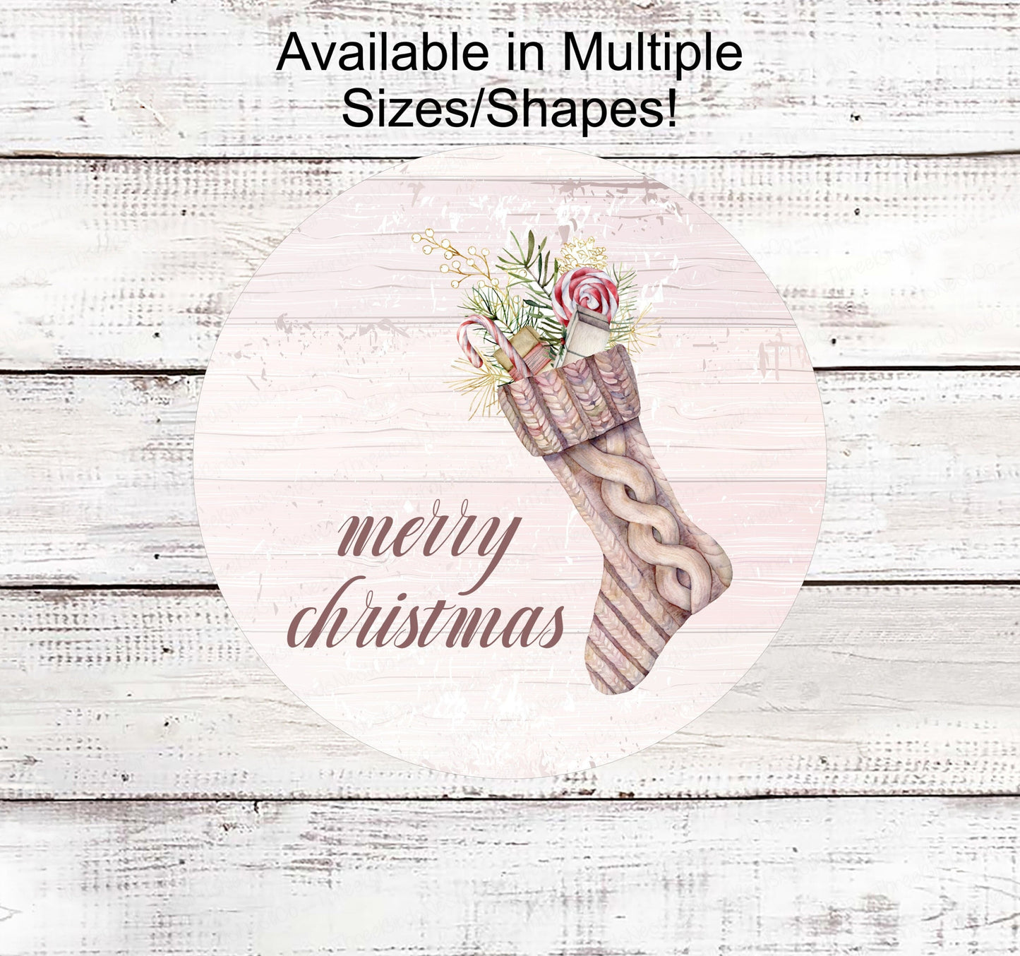 Christmas Wreath Signs - Christmas Stocking Sign - Pink Christmas Sign - Christmas Candy Sign