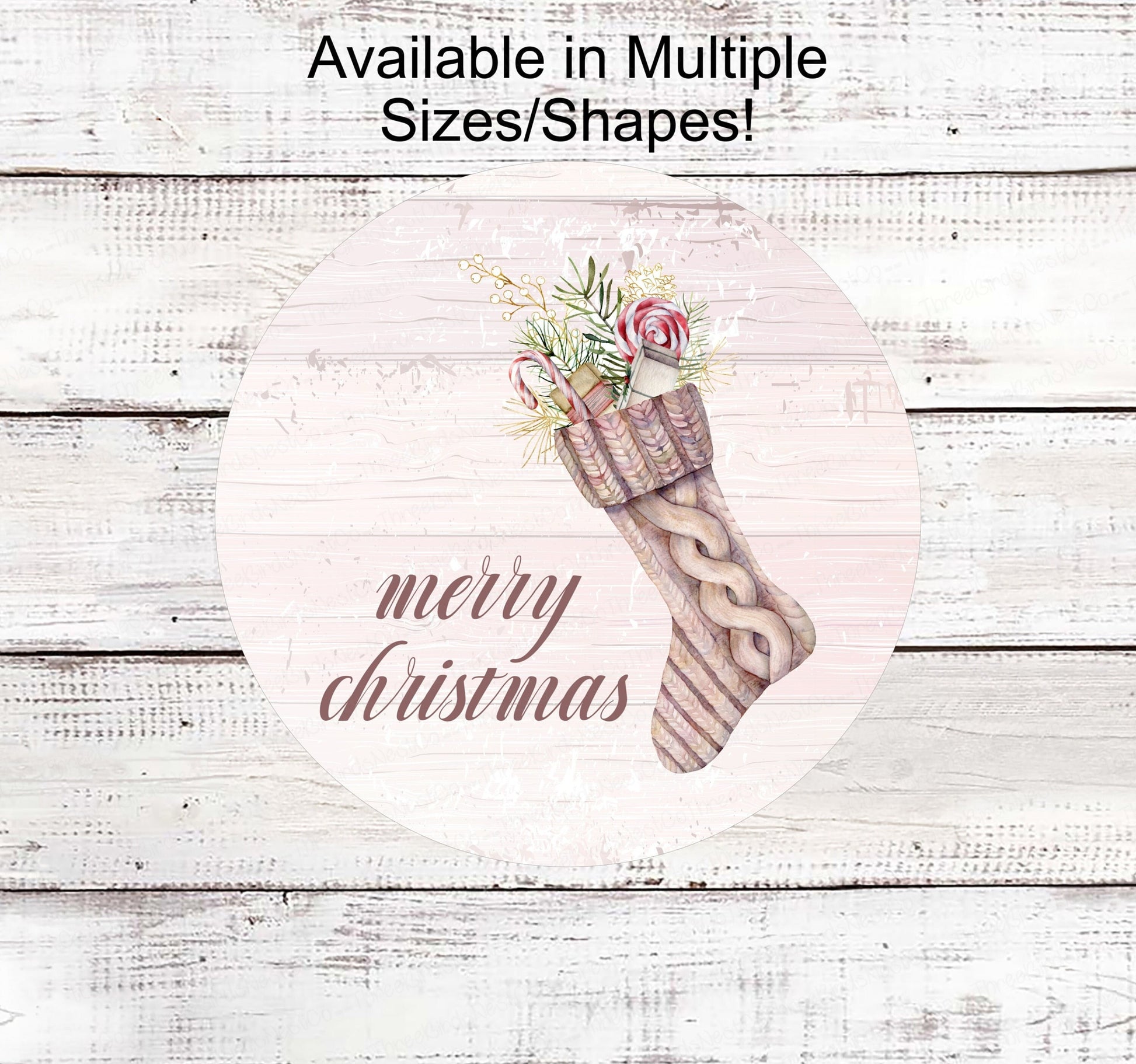 Christmas Wreath Signs - Christmas Stocking Sign - Pink Christmas Sign - Christmas Candy Sign