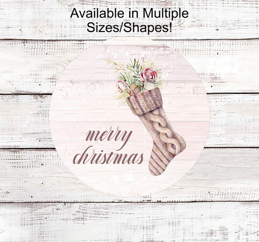Christmas Wreath Signs - Christmas Stocking Sign - Pink Christmas Sign - Christmas Candy Sign