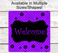 
              Happy Halloween Sign - Halloween Welcome Sign - Jack O Lantern Sign - Witch Hat Sign - Spooky Sign - Black Cat Sign -  Spider Sign
            