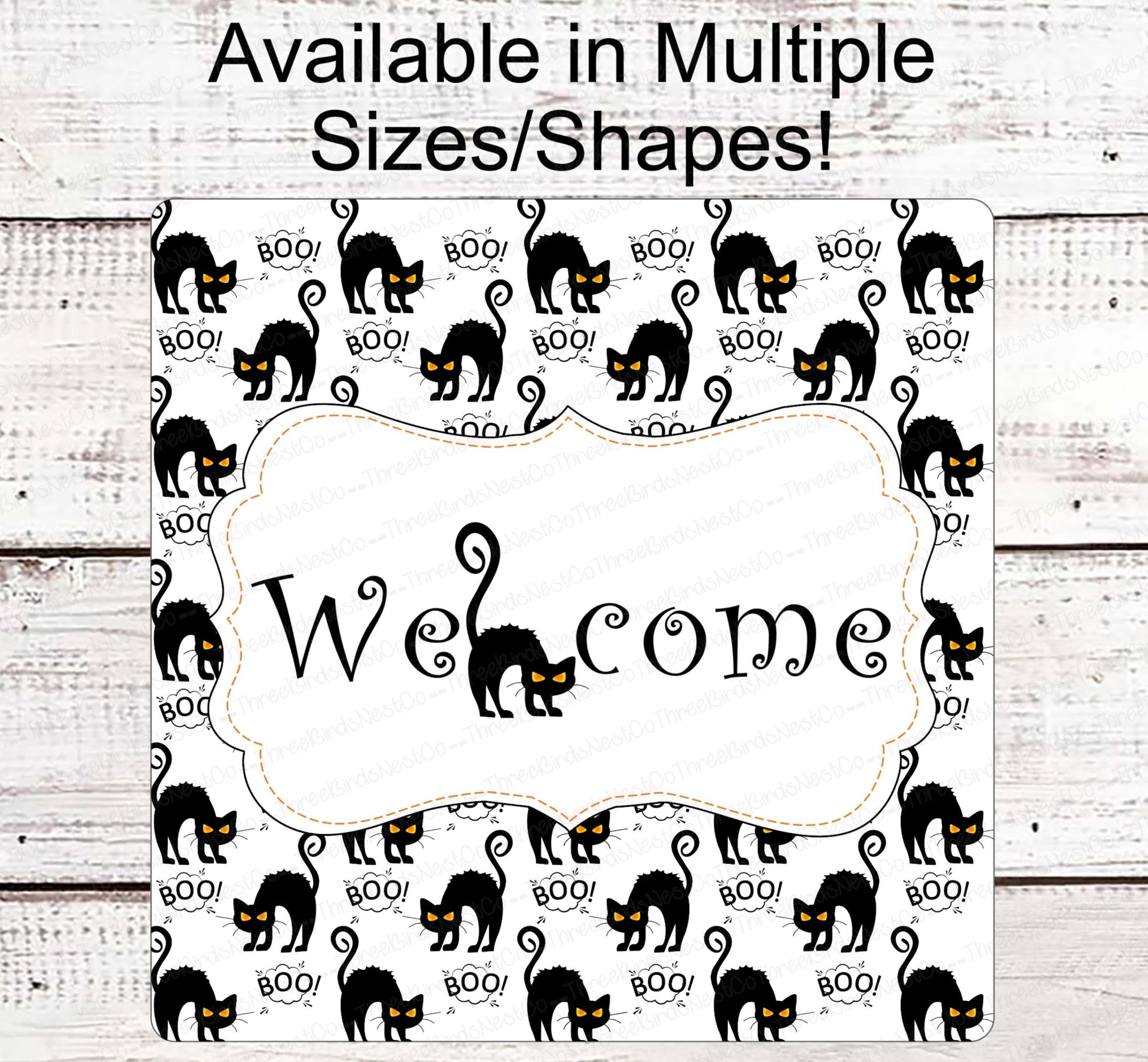 Halloween Wreath Signs - Halloween Welcome Sign - Black Cat Sign - Black Cat Halloween - Spooky Sign - Halloween Signs - Boo Sign