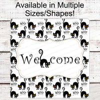 Halloween Wreath Signs - Halloween Welcome Sign - Black Cat Sign - Black Cat Halloween - Spooky Sign - Halloween Signs - Boo Sign