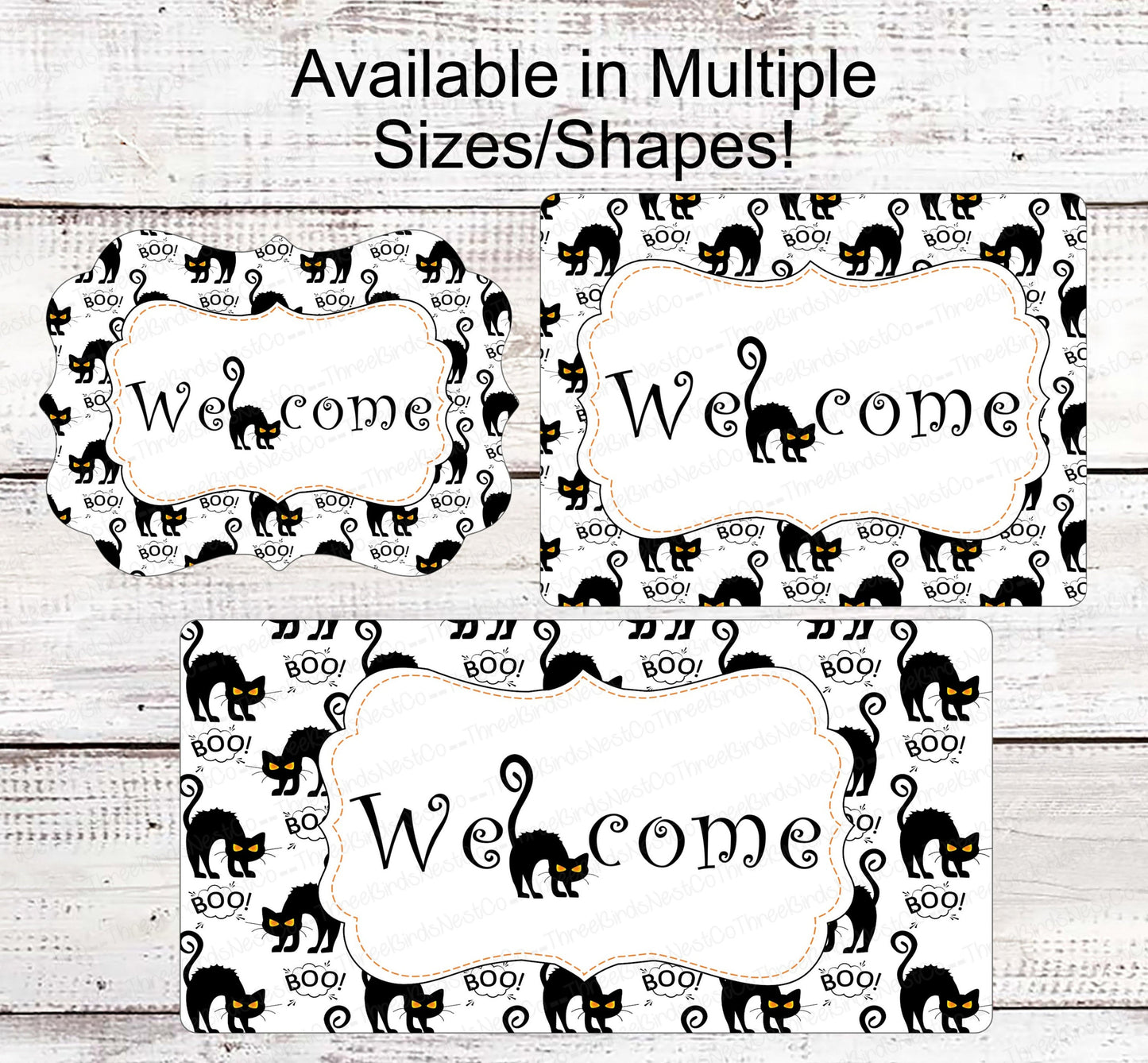Halloween Wreath Signs - Halloween Welcome Sign - Black Cat Sign - Black Cat Halloween - Spooky Sign - Halloween Signs - Boo Sign
