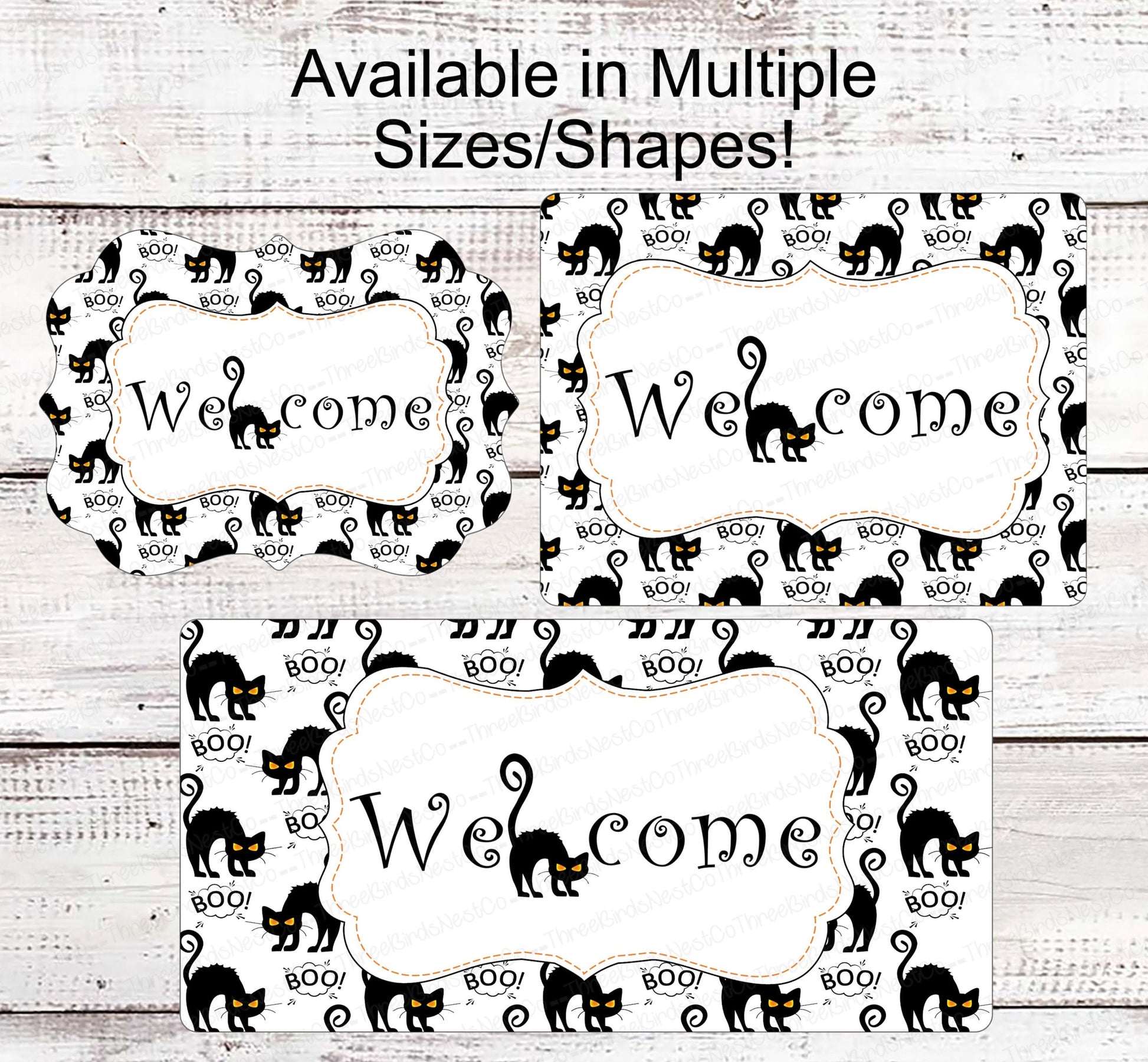 Halloween Wreath Signs - Halloween Welcome Sign - Black Cat Sign - Black Cat Halloween - Spooky Sign - Halloween Signs - Boo Sign