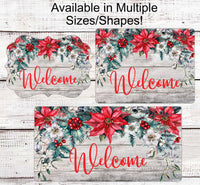 
              Christmas Wreath Sign - Rustic Christmas Sign - Winter Welcome Sign - Welcome Wreath Sign - Poinsettia Sign - Christmas Floral Sign
            