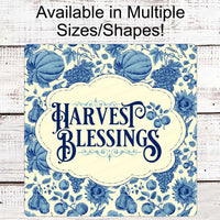 Harvest Blessings - Autumn Blessings Sign - Fall Wreath Signs - Fall Pumpkins - Sunflowers Sign - Vintage Fall