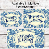 Harvest Blessings - Autumn Blessings Sign - Fall Wreath Signs - Fall Pumpkins - Sunflowers Sign - Vintage Fall