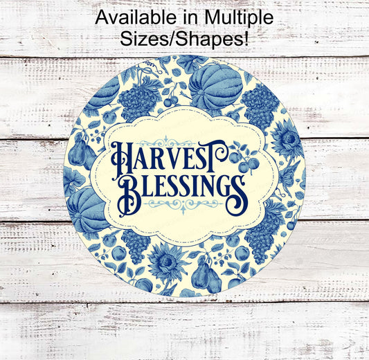 Harvest Blessings - Autumn Blessings Sign - Fall Wreath Signs - Fall Pumpkins - Sunflowers Sign - Vintage Fall