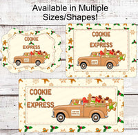 
              Christmas Wreath Sign - Gingerbread Man Sign - Christmas Truck - Candy Cane Sign - Old Truck Signs - Christmas Cookies - Christmas Holly
            