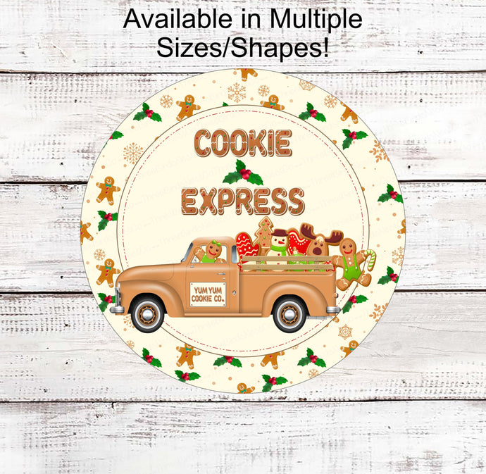 Christmas Wreath Sign - Gingerbread Man Sign - Christmas Truck - Candy Cane Sign - Old Truck Signs - Christmas Cookies - Christmas Holly