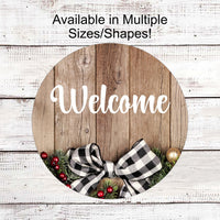 Winter Welcome Sign - Buffalo Plaid Sign - Christmas Wreath Signs - Farmhouse Christmas Sign - Rustic Christmas Sign