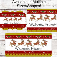 Reindeer Sign - Merry Christmas Sign - Christmas Welcome Sign - Winter Welcome Sign - Holly Sign - Stars Sign