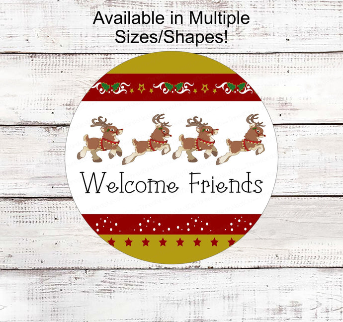 Reindeer Sign - Merry Christmas Sign - Christmas Welcome Sign - Winter Welcome Sign - Holly Sign - Stars Sign