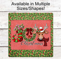 
              Christmas Wreath Signs - Reindeer Sign - Joy Sign - Holly Sign - Christmas Stocking - Christmas Signs - Merry Christmas Sign
            