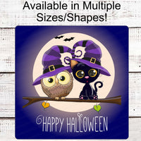 Halloween Wreath Signs - Black Cat Sign - Owl Sign - Spooky Sign - Halloween Cat - Halloween Welcome Sign - Happy Halloween