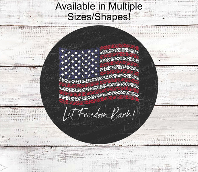 Home Wreath Sign - Paw Print Sign - Dog Wreath Sign - Paw Print Wreath - American Flag Sign - Patriotic Dog Sign