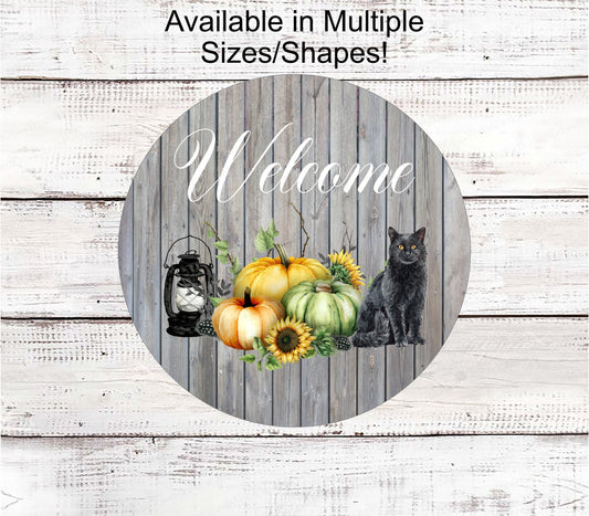 Fall Wreath Signs - Halloween Wreath Signs - Black Cat Sign - Black Cat Halloween - Pumpkins Sign - Lantern Sign- Three Birds Nest Company